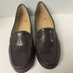 Marc Joseph Brown Snake Pattern Leather Penny Loafers Sz 10 Preppy Quiet Luxury